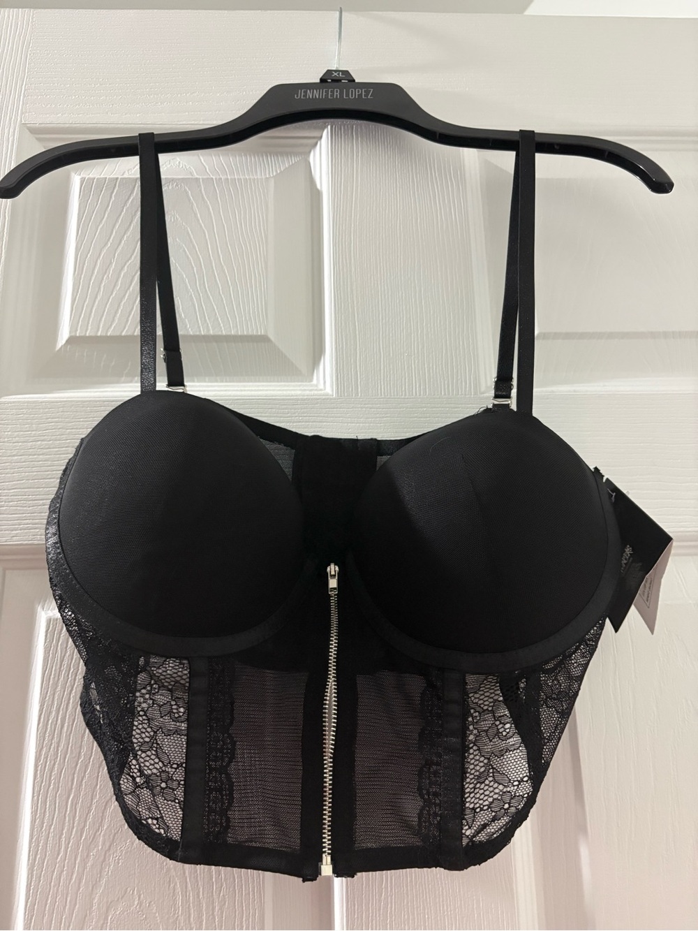 New with tag Bodyrage Black Lace Longline Bustier with Front Zip XL